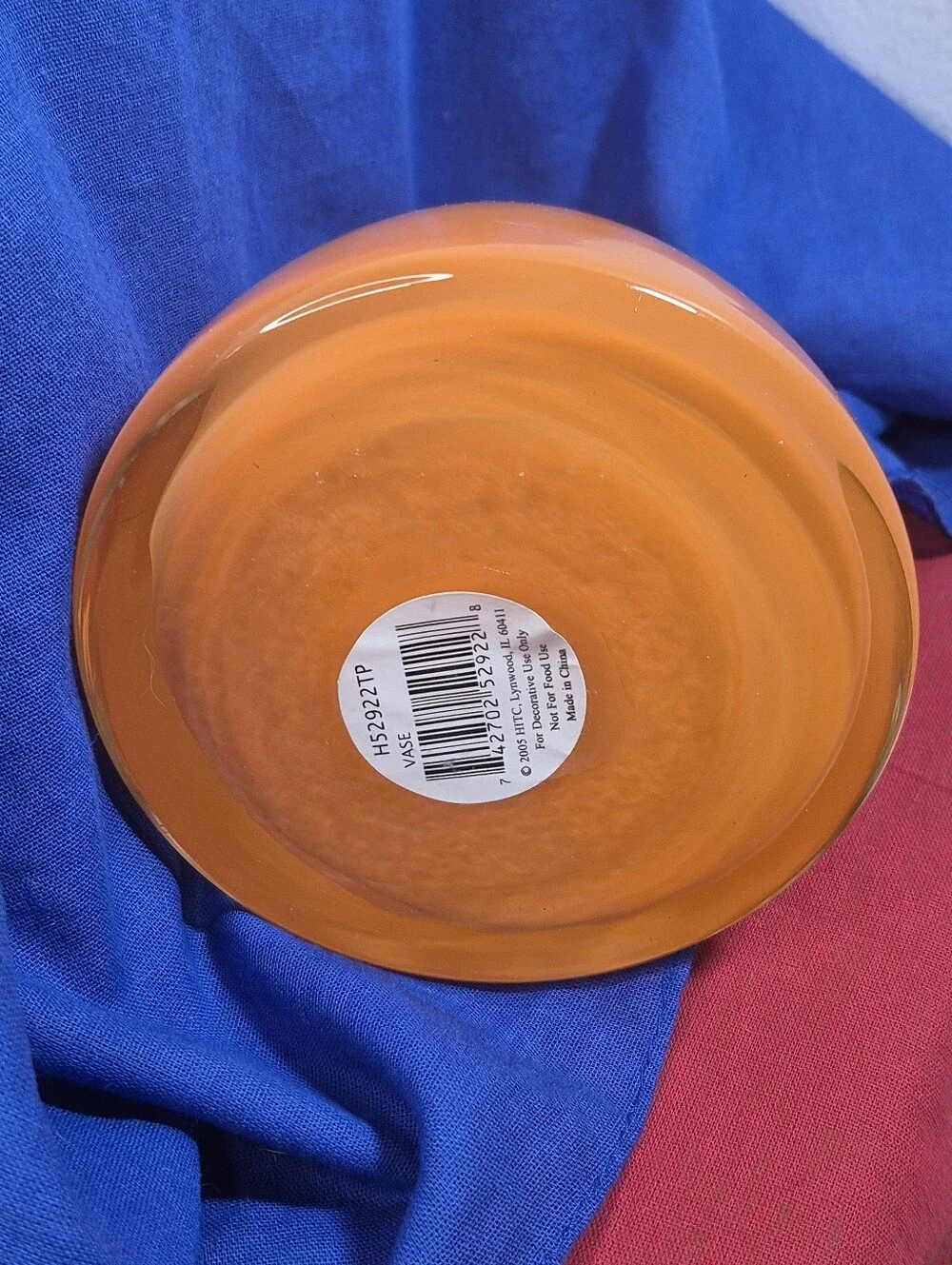 Vintage MCM-Style Cased Glass Vase Orange White Clear 6.5